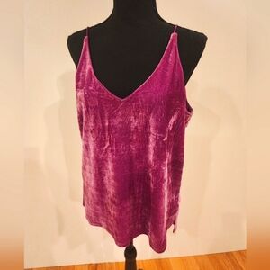 Shinestar Women's Velvety V-Neck Sleeveless Camisole in Deep Pink - Size Medium